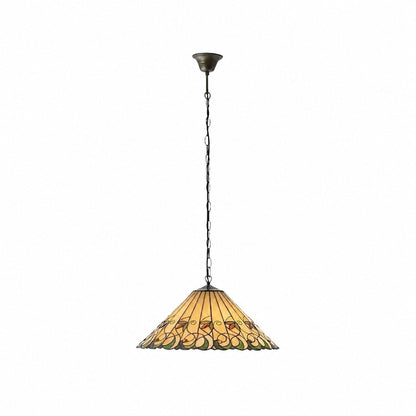 TF Jamelia Vintage Floral Stained Glass Dome Pendant Light for Dining Rooms