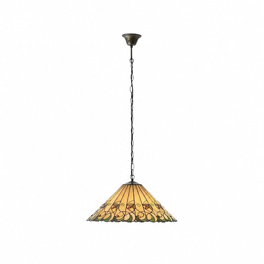 TF Jamelia Vintage Floral Stained Glass Dome Pendant Light for Dining Rooms