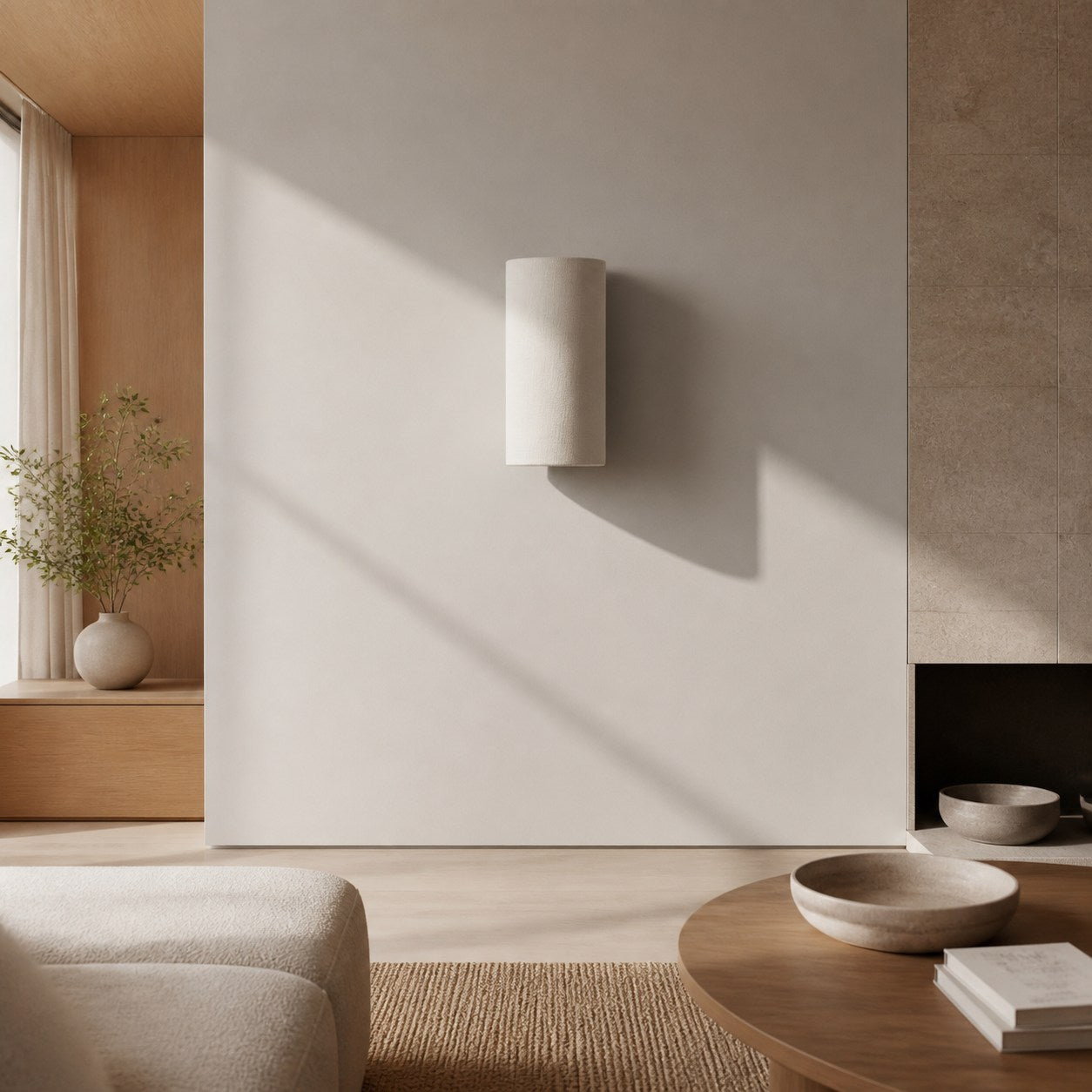 Linbron Linen Wall Sconce Natural Fabric Shade Modern Wall Light for Bedroom