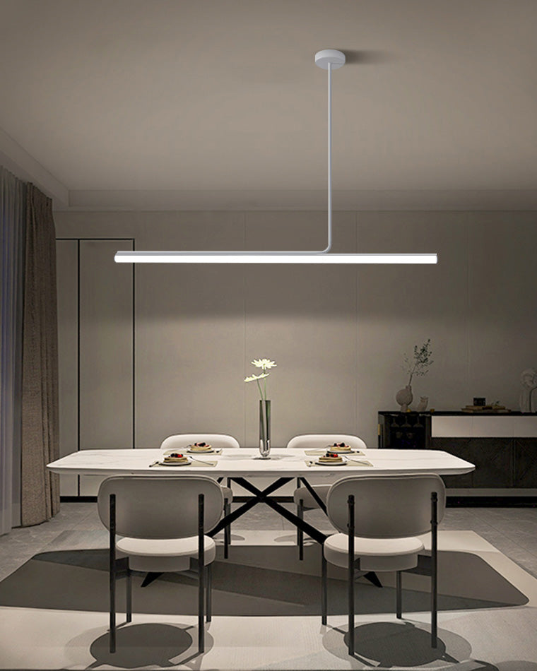 Schlanke asymmetrische lineare Pendelleuchte Schwarz-Weiß-Finish Deckenleuchte