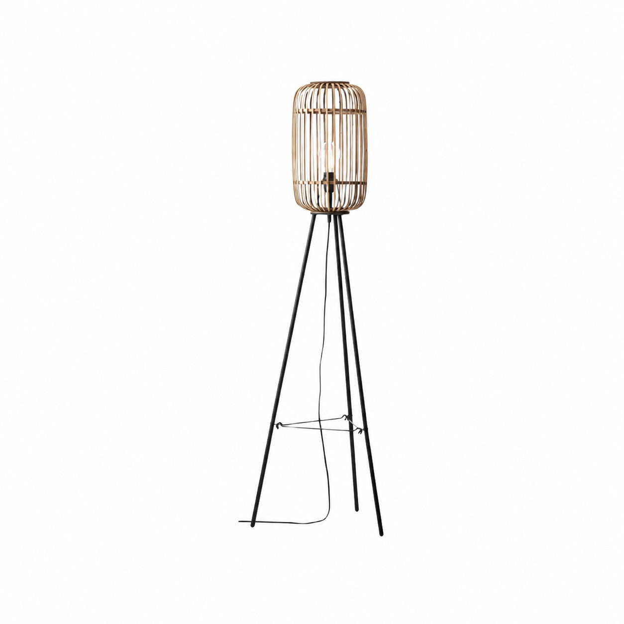 Yumeko Stehlampe aus Naturgewebe – Moderne skandinavische Stehlampe mit Bambusschirm für Schlaf- oder Wohnzimmer