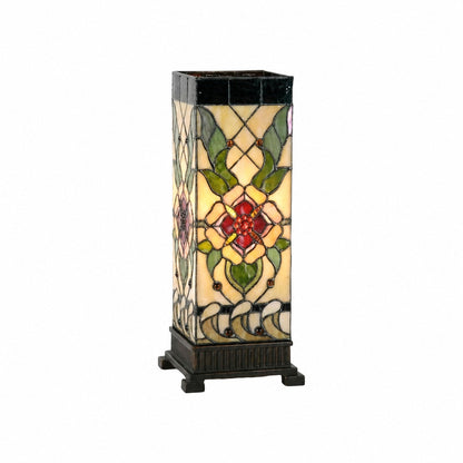 TF Angelique Tischleuchte im Jugendstil aus Buntglas – Handgefertigtes Blumendesign für das Wohnzimmer