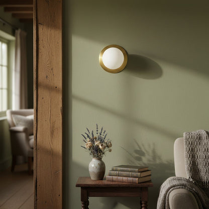 Glorica Glass Solid Brass Vanity Sconce - Compact Flush Mount Globe Light