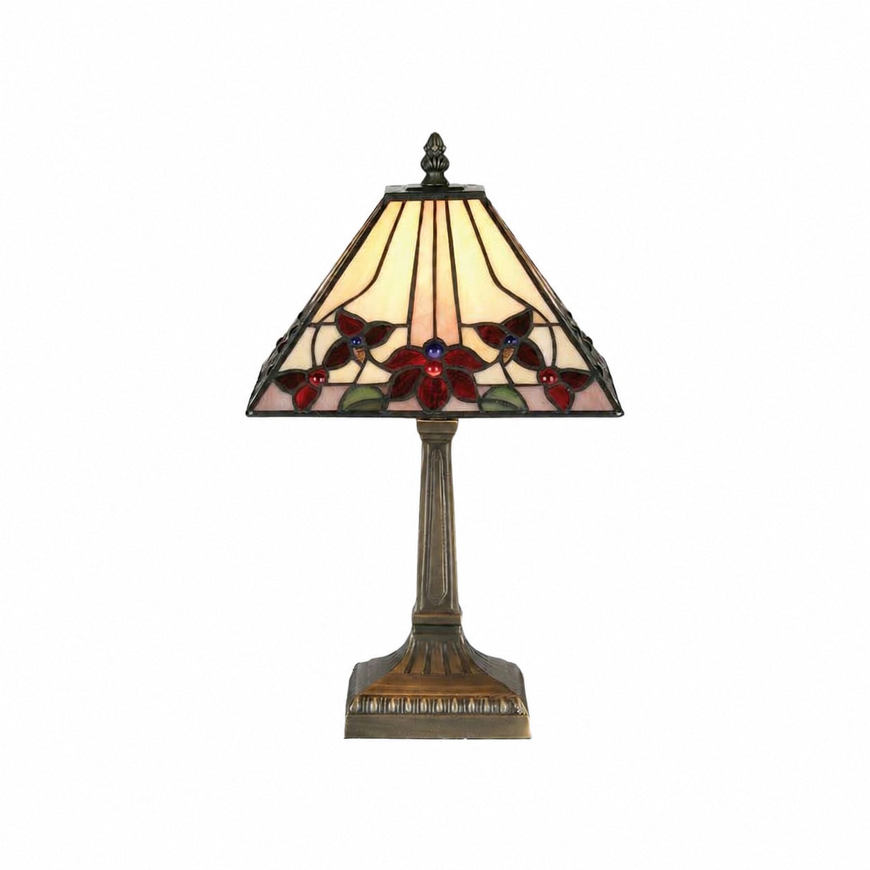 TF Camillo Libellen-Tischleuchte aus Buntglas – Jugendstil-Tiffany-Stil mit geschwungenem Rand für Wohn- und Schlafzimmer