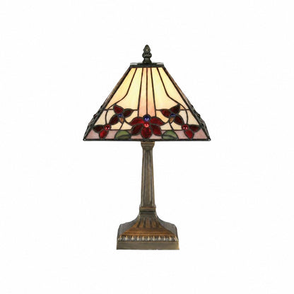 TF Camillo Libellen-Tischleuchte aus Buntglas – Jugendstil-Tiffany-Stil mit geschwungenem Rand für Wohn- und Schlafzimmer