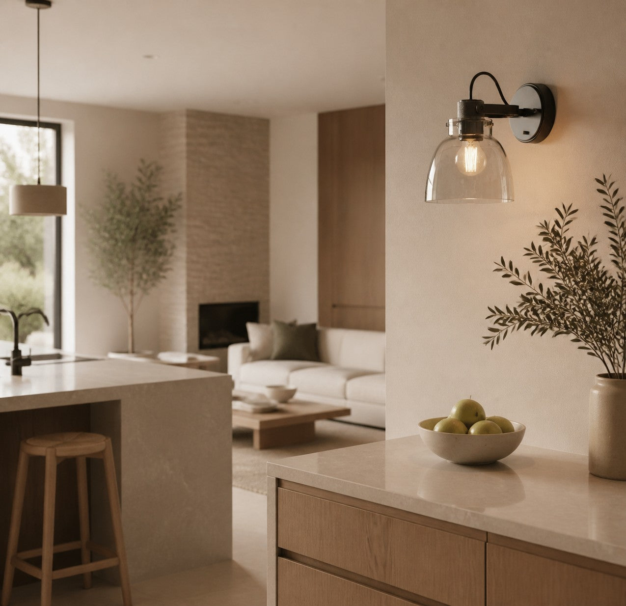 Readium Modern Glass-Shaded Wall Lamp – Adjustable Head for Bedrooms and Hallways