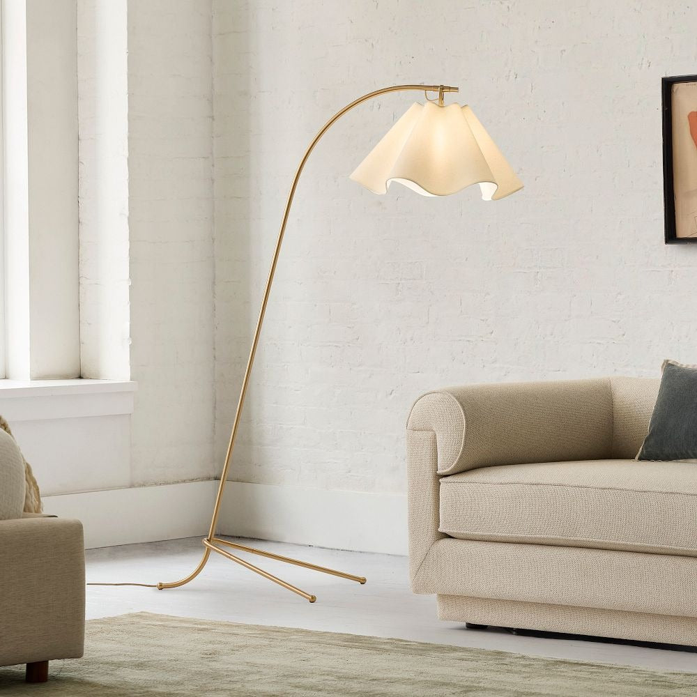 Oslan Elegant Linen Shade Modern Floor Lamp for Bedrooms and Reading Corners