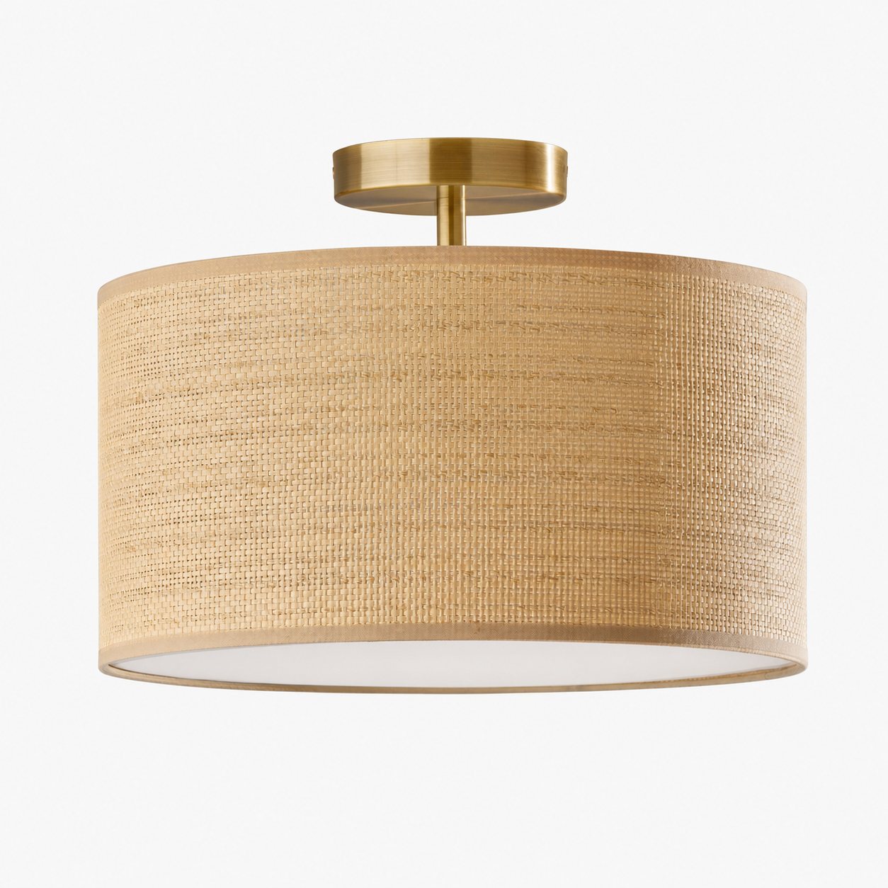 Dumora Drum Shade Ceiling Light - Natural Woven Paper Flush Mount