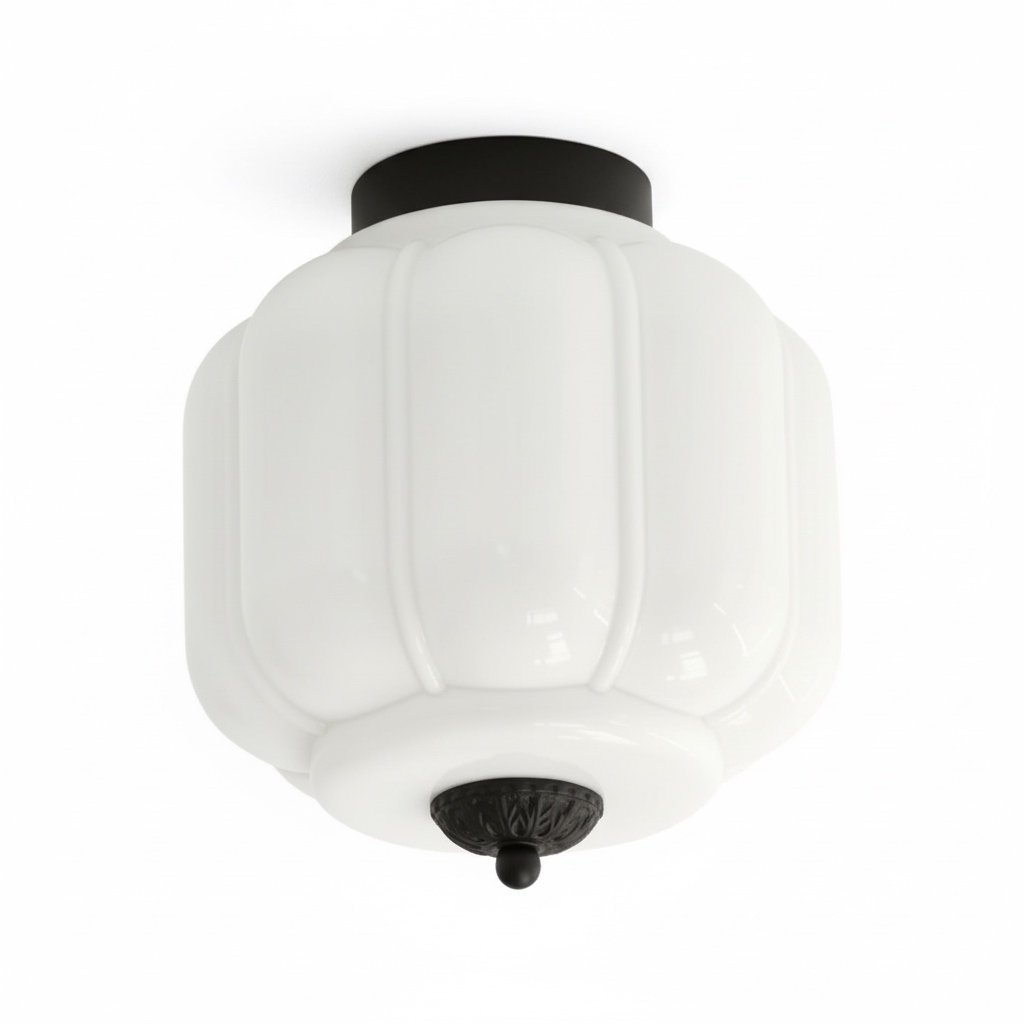 Vintage Eloise Milk Glass Flush Mount Ceiling Light - Vintage Charm Soft Glow