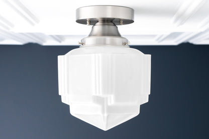 Geotower Glass Art Deco Ceiling Light - Glass Fixture - Elegant Home Lighting