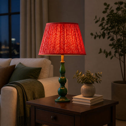 Grainora Table Lamp with Wooden Grain Base – Fabric Lampshade for Living Rooms