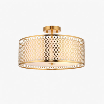 Liorin Geometric Mesh 3‑Light Flush Ceiling Light - Mesh Metal Frosted Lamp for Living Room or Hallway