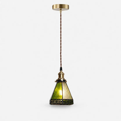green amber stained glass pendant light product image