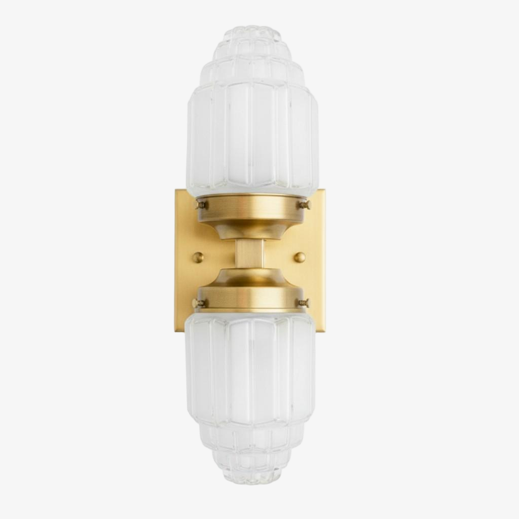 Tierlux Glass Art Deco Wall Sconce - Glass Frosted Globes with Skyscraper Globe