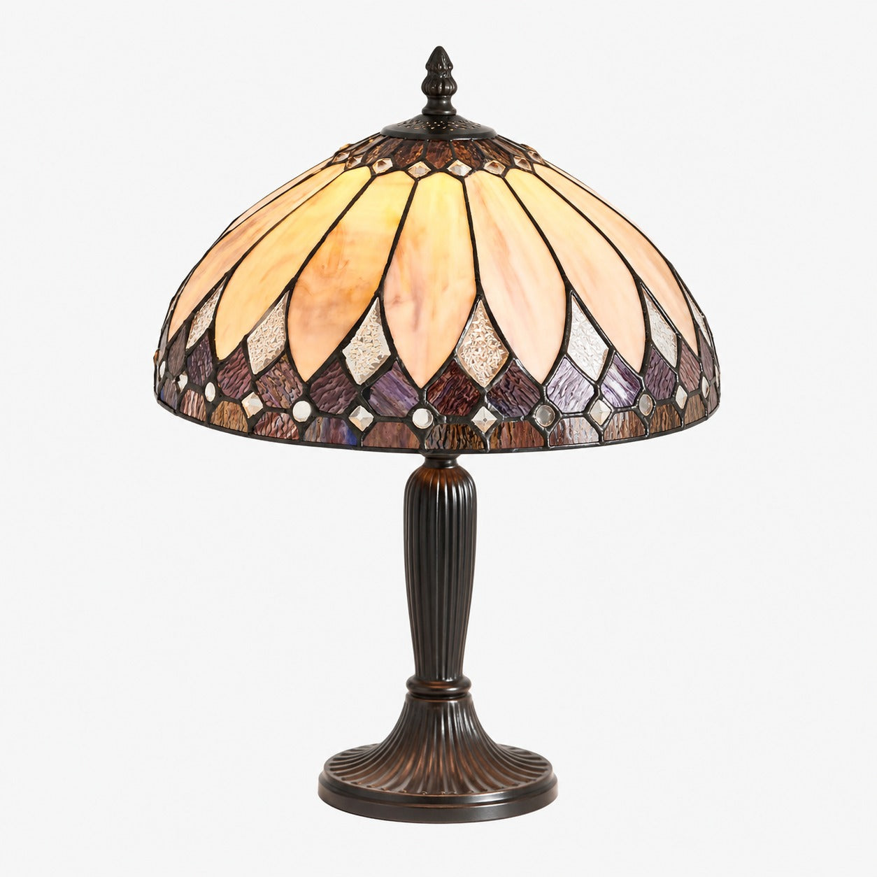 TF Brooklyn Tiffany Lamp Stained Glass Mosaic Table Lamp - Classic Art Deco Style for Living Room