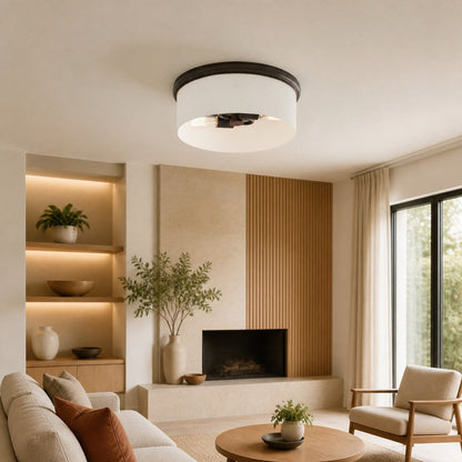 Roven Flush Mount Ceiling Lamp with Opal Glass Dome - Sleek Design for Bedroom and Living Room
