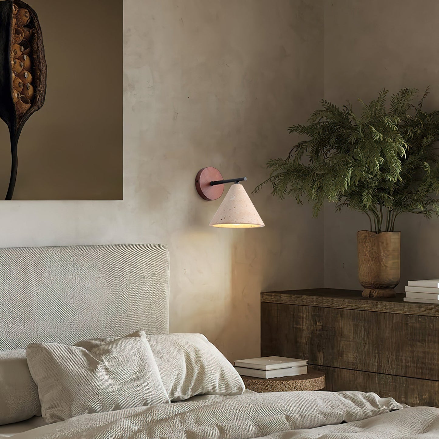 Vinage Kegel Travertin Wandleuchte Für Schlafzimmer