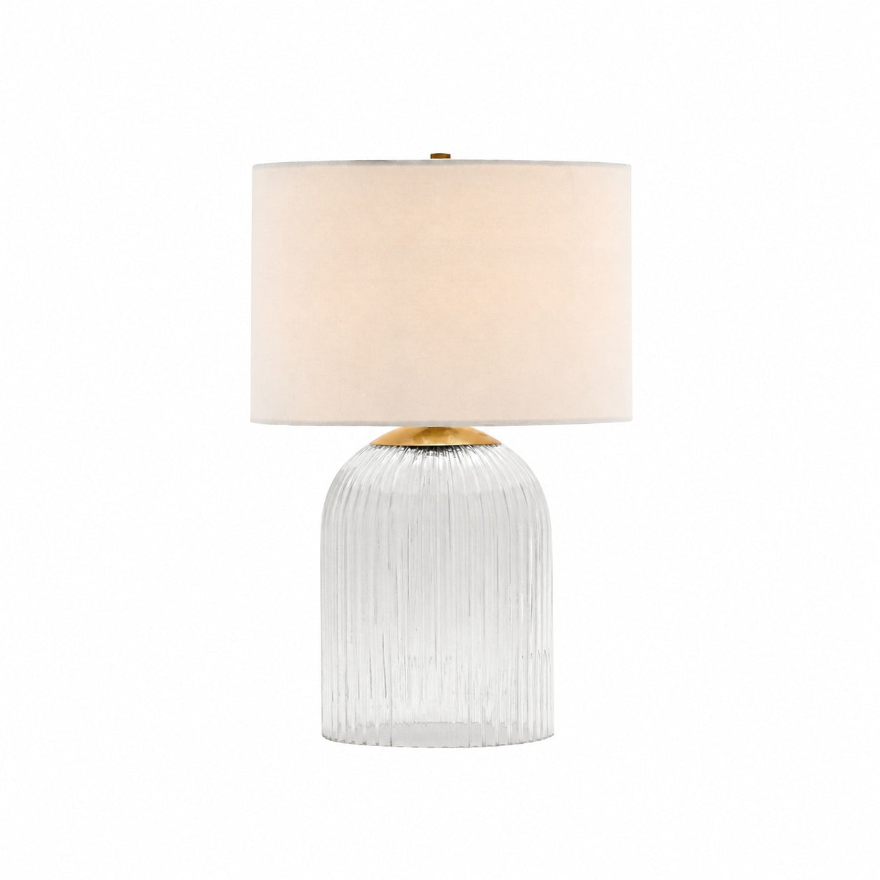 Bravira Strukturierte Glas Tischlampe mit klarer Leinen Schirm in zeitgemäßem Design für Wohnzimmer oder Homeoffice