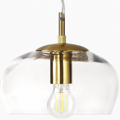 Glissora Soft Curved Glass Pendant Light - Hanging Pendant Glass and Metal for Dining and Kitchen Island
