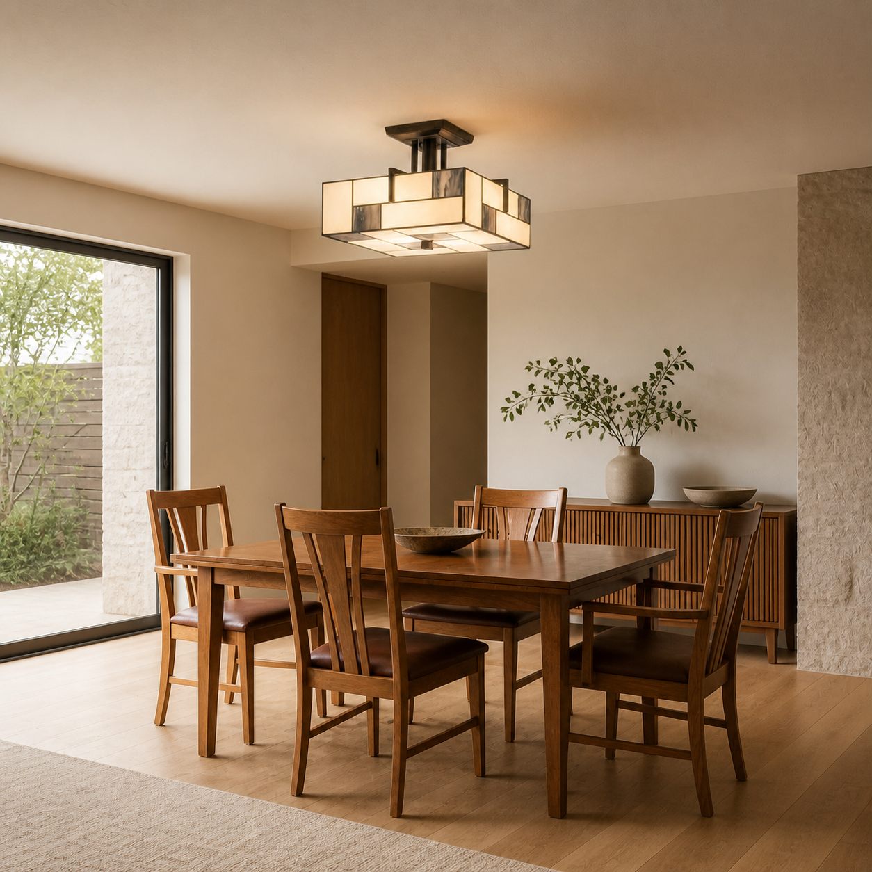 TF Manchester Deckenleuchte – Buntglasleuchte im Art-Deco-Stil für Wohnzimmer oder Flur
