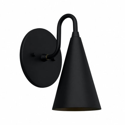 Curva Metal Cone Shade Sconce – Vintage Brass Wall Light for Entryway or Stairwell