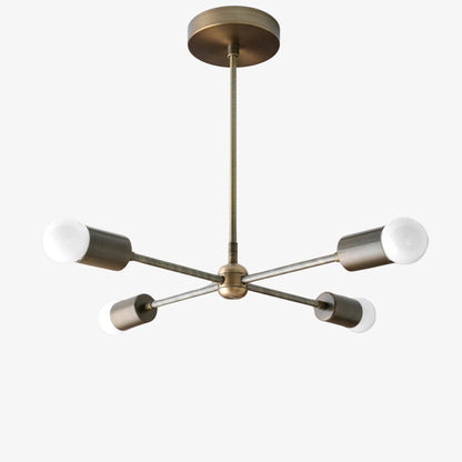 Mobilux Line Mid Century Gold Sputnik Chandelier - Geometric Brass Fixture