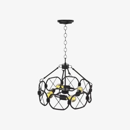 FerraLoft Geometric Cage Metal Pendant Light - Industrial Hanging Fixture for Kitchen Island