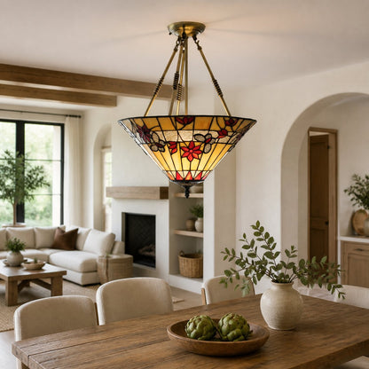 TF Butterfly Pendant Light – Stained Glass Pendant in Art Nouveau Style for Living Room