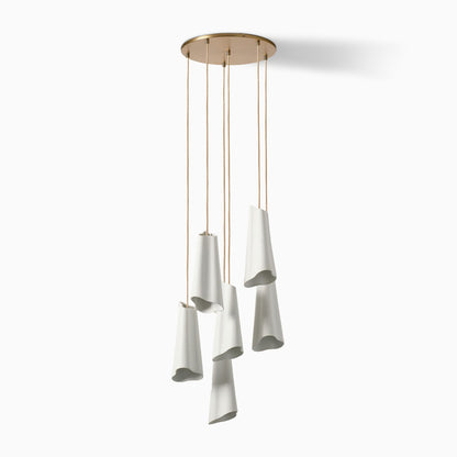 Orovia Ceramic Shade Chandelier – Iron Pendant Adjustable Height Design