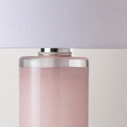 Savara Minimalistische Tischleuchte – Klare Glasform mit Stoffschirm für Schlafzimmer