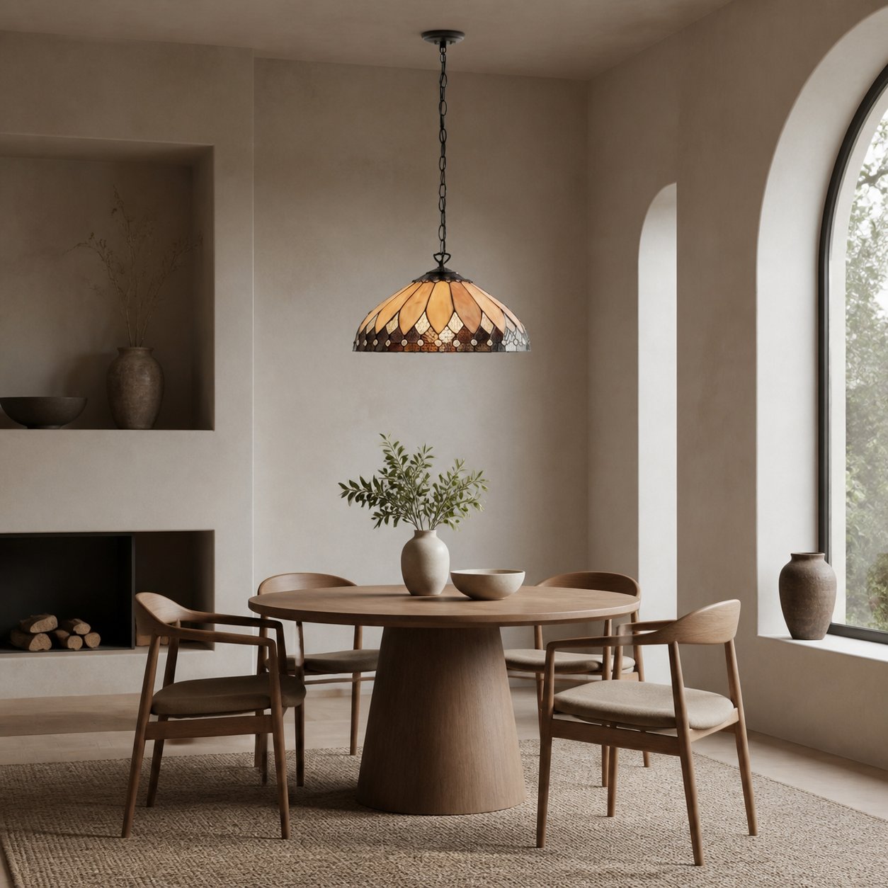 TF Brooklyn Pendelleuchte – Pendelleuchte im geometrischen Buntglas-Art-Deco-Stil für Esszimmer