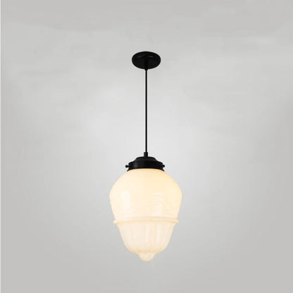 Art Deco Schulhaus Milchglas Pendelleuchte 1 Flammig