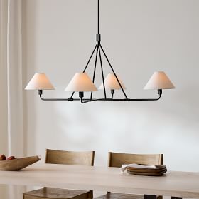 Diora Pendant Light -  Modern Metal Fixture with Linen Shades