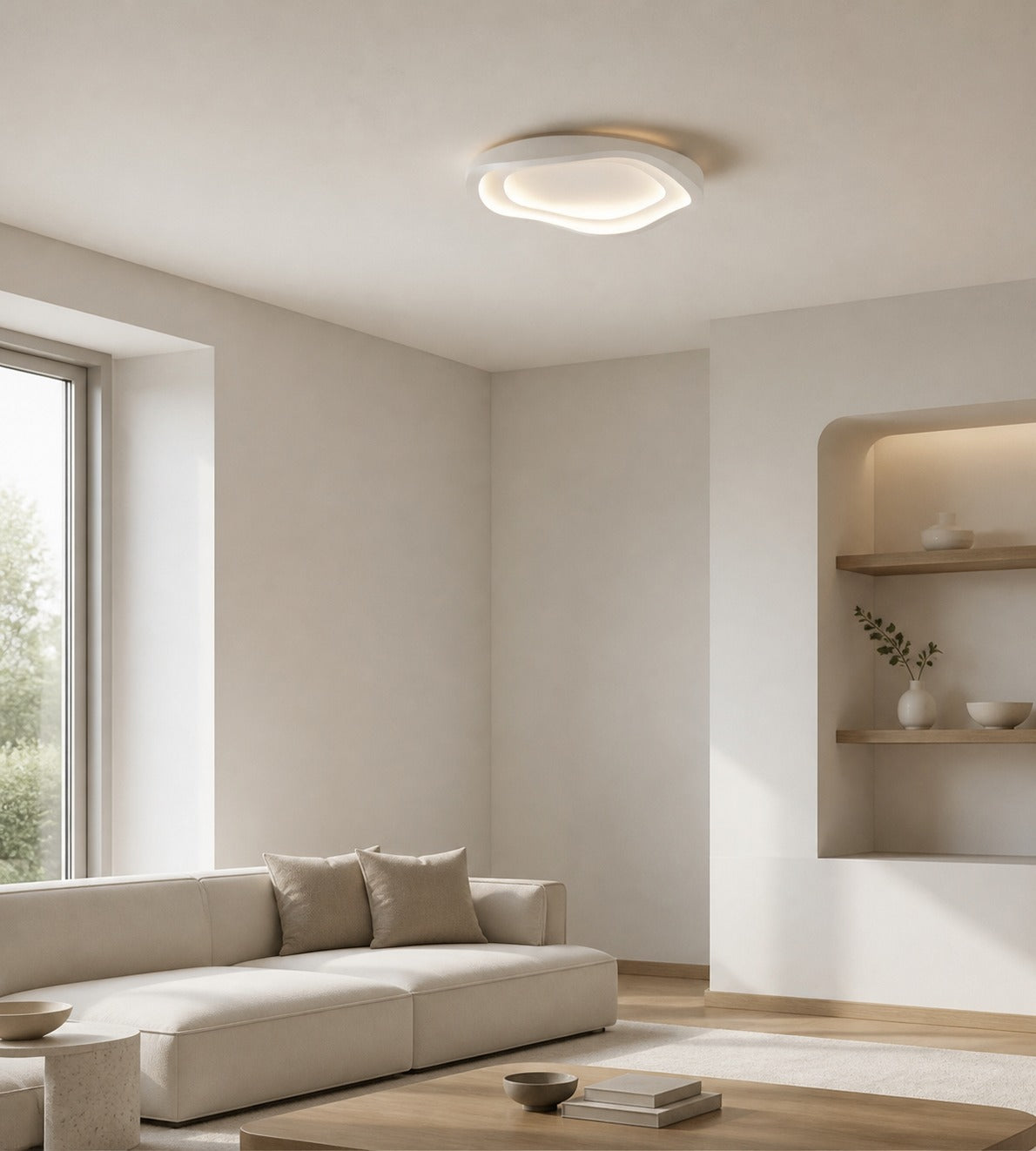 Aeris Elionis LED-Deckenleuchte mit Wellenmuster – Minimalistische Einbauleuchte aus Eisen und Acryl für das Wohnzimmer