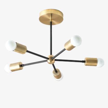 Mobilux Line Mid Century Gold Sputnik Chandelier - Geometric Brass Fixture