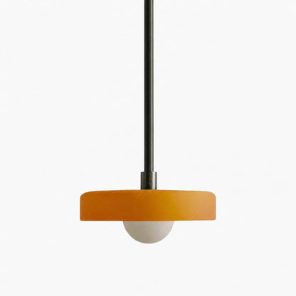 Kalo Modern Pendant Light - Sleek Metal Rod and Disc Orb Glass Design