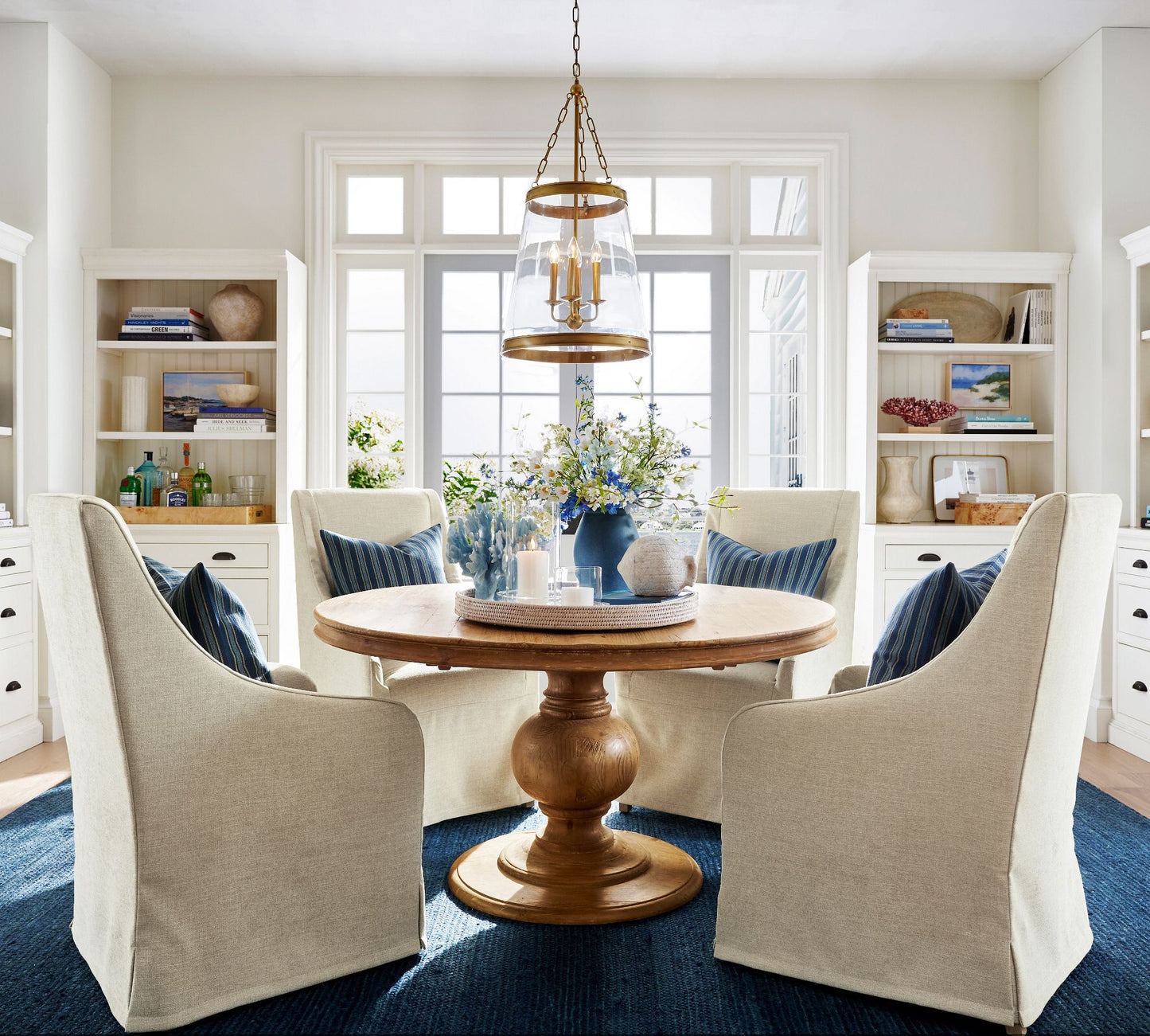 Driscoll Glass Drum Pendant Light - Contemporary Brass Hanging Lamp