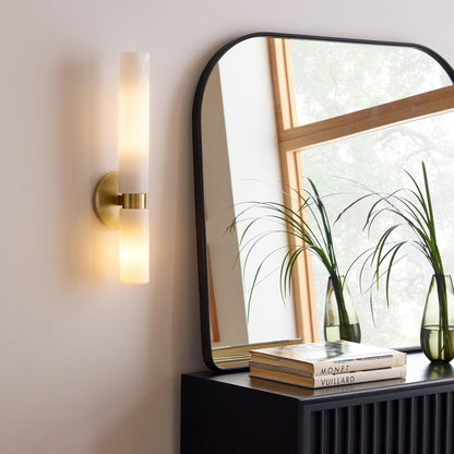 Rivora Fluted Glass Double Short Sconce - Indoor Outdoor Wall Light Elegance