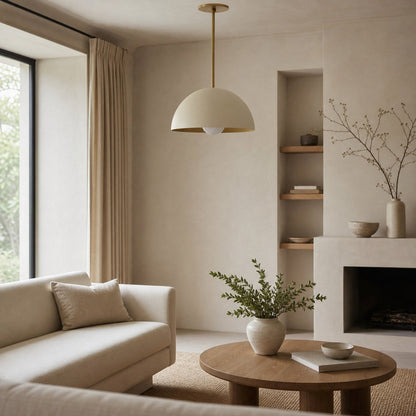 Metio Dome Neutral Dome Pendant - Modern Metal Accent Lighting