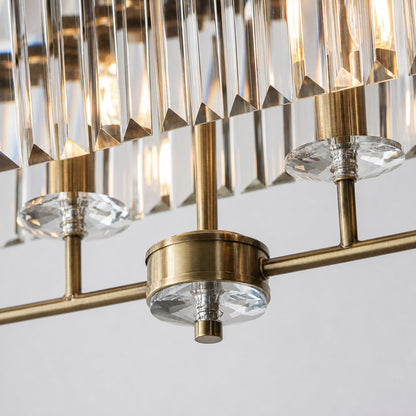 Beveline 4-Light Linear Ceiling Pendant With Cut Faceted Glass - Sleek Metal Frame For Dining
