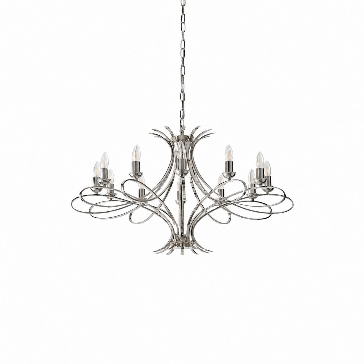 Foline Geometrischer Kronleuchter – Nickel-Finish, stimmungsvolles Licht für Flure und Küchen