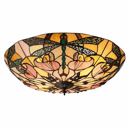 TF Ashton Tiffany Libellenmotiv Tiffany Glas-Aufbauleuchte - Übergangsstil für Schlafzimmer und Wohnzimmer