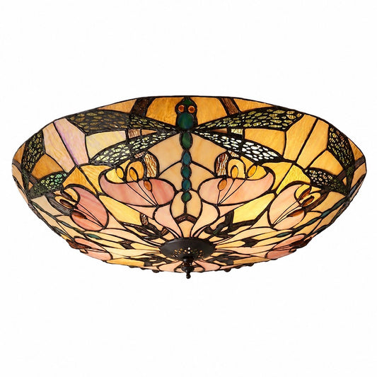 TF Ashton Tiffany Libellenmotiv Tiffany Glas-Aufbauleuchte - Übergangsstil für Schlafzimmer und Wohnzimmer