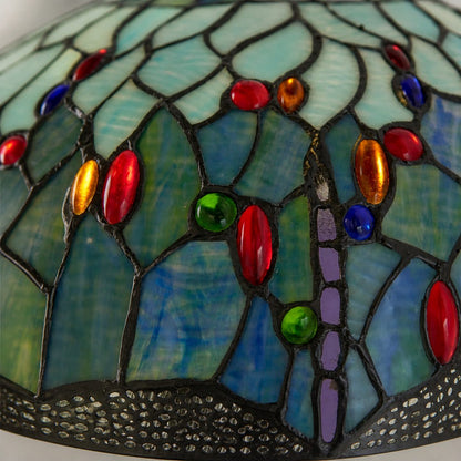 TiffStar Art Glass Floor Lamp with Ornamental Pattern Shade – Standing Light for Living Rooms