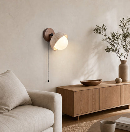 Modern Travertine Wall Lamp – Minimalist Stone Sconce for Bedroom Living Room Hallway