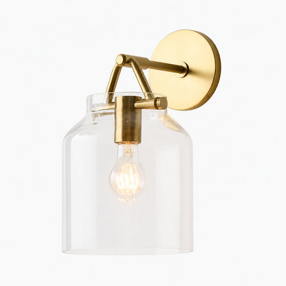 Hanton Moderne, minimalistische Wandleuchte aus Messing und Glas – feuchtigkeitsbeständig für Badezimmer
