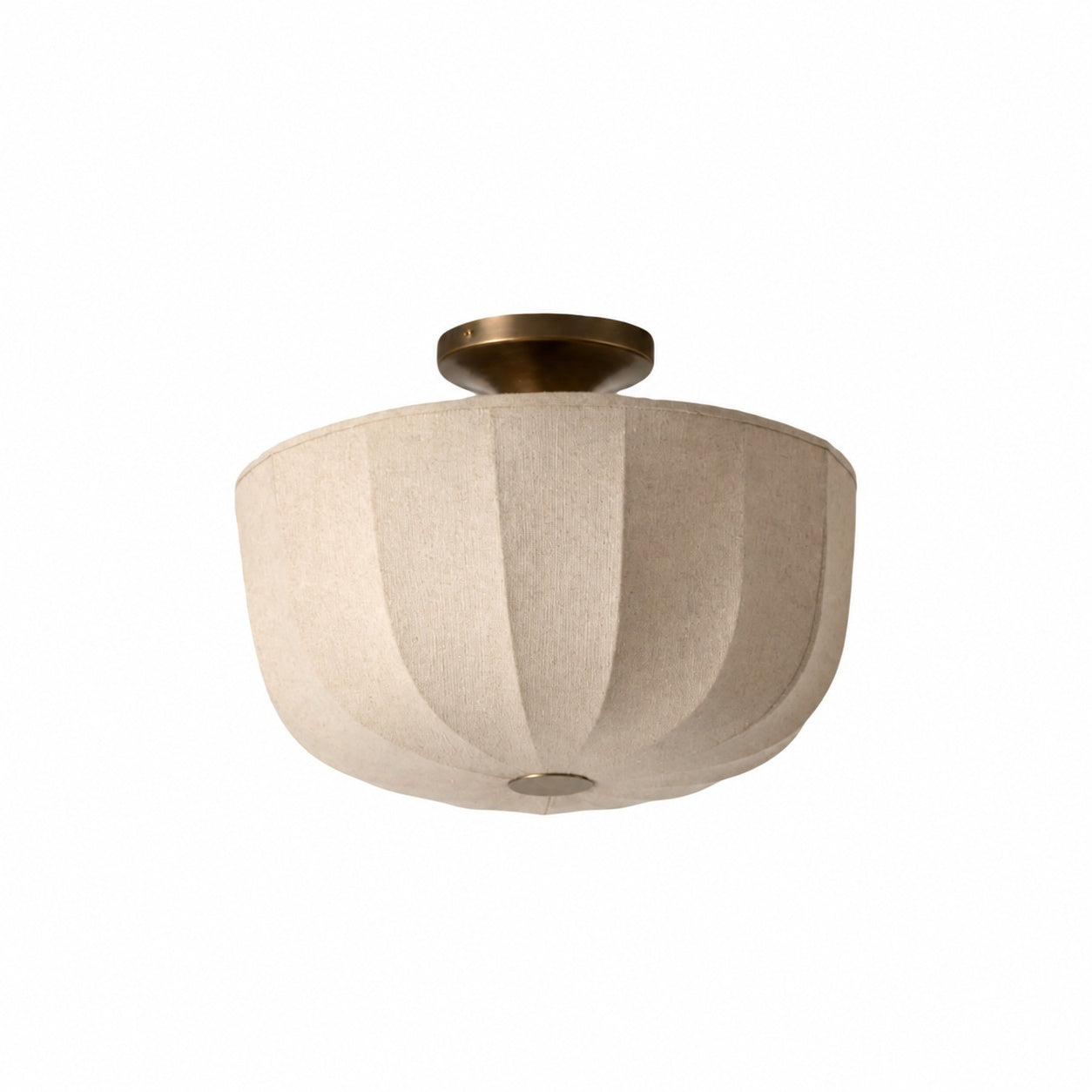 Loomis Flush Ceiling Lamp – Textured Linen Shade and Aged Brass Modern Ceiling Light for Living Rooms
