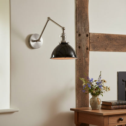 Conique Metal Vintage Industrial Swing Arm Wall Lamp - Adjustable Dome Shade for Study