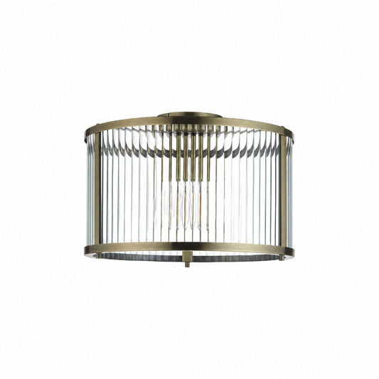 RibGlow Ribbed Glass Flush Ceiling Light – Classic Flush Mount Ceiling Lamp for Living Room or Hallway