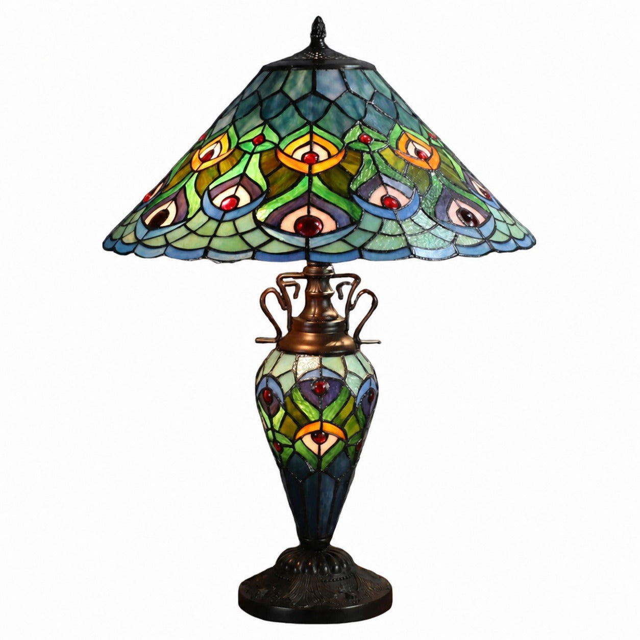 TF Oldbury Desk Lamp - Handcrafted Stained Glass Lamp for Bedroom Reading